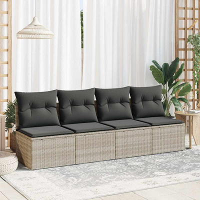 2-cz sofa ogrodowa z poduszkami, jasnoszary, rattan PE i akacja