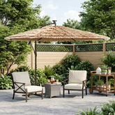 Parasol ogrodowy na stalowym słupku, brązowy, 290x290x238 cm