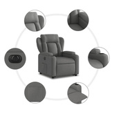 vidaXL Podnoszony fotel masujący, elektryczny, rozkładany, ciemnoszary wariant 7