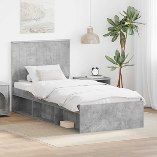 Ramka łóżka Szary beton 90 x 190 cm Lite drewno sosnowe