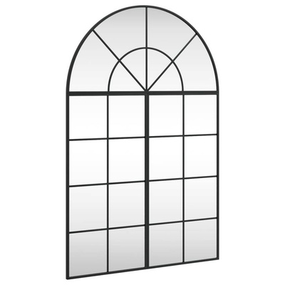 vidaXL Lustro ścienne, czarne, 80x120 cm, zakończone łukiem, żelazo