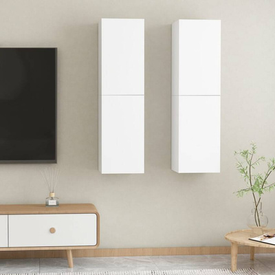 vidaXL Szafki telewizyjne, 2 szt., białe, 30,5x30x110 cm
