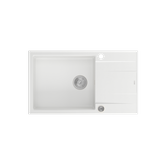 EVAN 136 XL GraniteQ zlewozmywak z syfonem Push To Open 1-komorowy z/o (860x500x210; kom. 420x490) snow white / elementy stalowe
