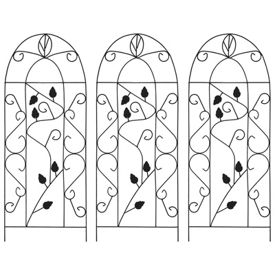 Podpórki do roślin pnących, 3 szt., czarne, 40x100 cm, żelazo