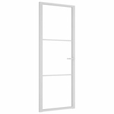 vidaXL Drzwi wewnętrzne, 76x201,5 cm, białe, szkło ESG i aluminium