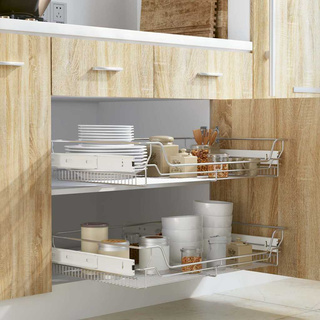 Wysuwane kosze druciane, 2 szt., srebrne, 800 mm