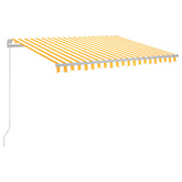vidaXL Ręcznie zwijana markiza z LED, 300 x 250 cm, żółto-biała
