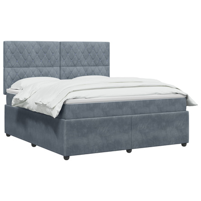 Łóżko z box spring LED z materacem ciemnoszary 160 x 200 cm