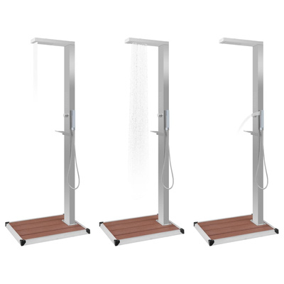 Prysznic ogrodowy z podstawą, WPC, stal nierdzewna