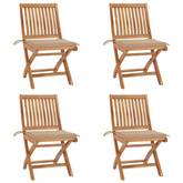 vidaXL Składane krzesła ogrodowe z poduszkami, 4 szt., drewno tekowe