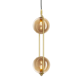 Lampa wisząca CORDEL vintage - złoty mosiądz z bursztynowymi kloszami kulkami - eleganckie oświetlenie salonu 2x G9 LED
