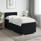 Łóżko Box Spring z materacem i LED Czarny 90 x 200 cm tkanina