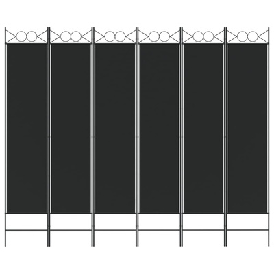 Parawan 6-panelowy, czarny, 240x200 cm, tkanina