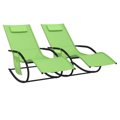 vidaXL Leżaki, bujane, 2 szt., stal i tworzywo textilene, zielone