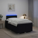 Łóżko Box Spring z materacem i LED Czarny 120 x 190 cm tkanina