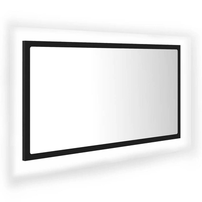 vidaXL Lustro łazienkowe z LED, czarne, 80x8,5x37 cm, akryl