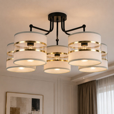 Lampa sufitowa biała/chrom 5xE27 Andy 35-00521