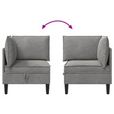 Sofa z miejscem do przechowywania jasnoszary Welur