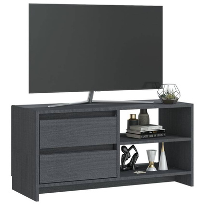 vidaXL Szafka pod TV, szara, 80x31x39 cm, drewno sosnowe