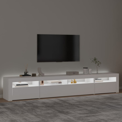 Szafka pod TV z oświetleniem LED, biała, 240x35x40 cm