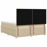 Łóżko z box spring LED z materacem kremowy 200 x 200 cm tkanina