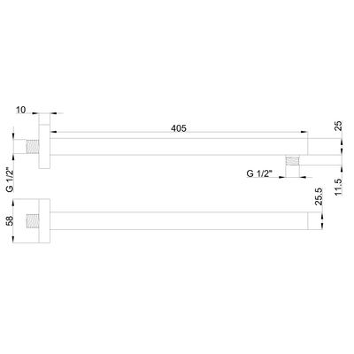 Ramię kwadratowe dł 40 cm, czarne SC-D1-078-S Invena