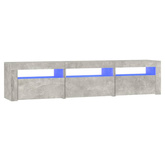 vidaXL Szafka pod TV z oświetleniem LED, szarość betonu, 180x35x40 cm