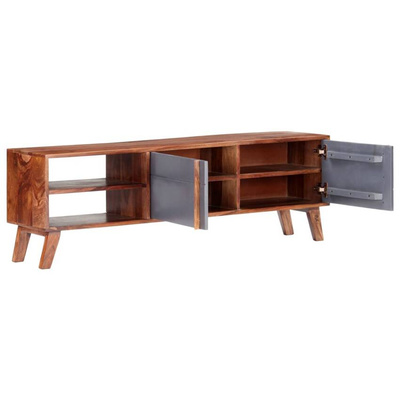 vidaXL Szafka pod TV, szara, 140x30x45 cm, lite drewno sheesham