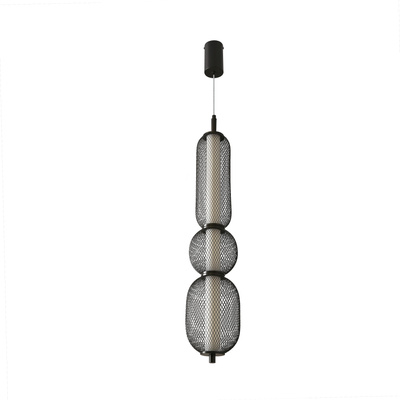 Lampa wisząca druciana PUMA z podłużnym kloszem 14 x 71 cm – designerskie oświetlenie salonu LED 3000K