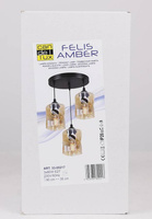 Lampa wisząca czarna/bursztynowa talerz 3xE27 Felis 33-00217