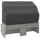 3-os. sofa ogrodowa z daszkiem i podnóżkiem, szara, polirattan