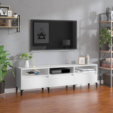 vidaXL Szafka pod TV, wysoki połysk, biała, 150x30x44,5 cm