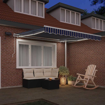 Markiza zwijana Ze LED Lights Niebieski i biały 350 x 250 cm