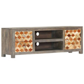 vidaXL Szafka pod TV, szara, 120x30x40 cm, lite drewno mango