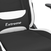 vidaXL Fotel gamingowy z podnóżkiem, czarno-biały, tkanina