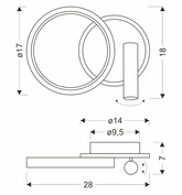 MONET lampa kinkiet koło czarny 16W LED 4000K klosz biały