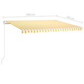 Ręcznie zwijana markiza z LED, 450x350 cm, żółto-biała