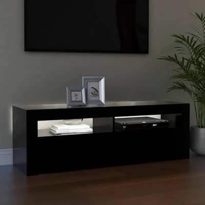 Szafka pod TV z oświetleniem LED, czarna, 120x35x40 cm