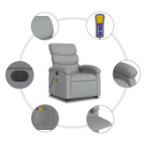 vidaXL Podnoszony fotel masujący, elektryczny, rozkładany, jasnoszary wariant 7