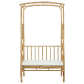 Łuk ogrodowy z ławką kremowobiały 115 x 50 x 205 cm Bambus