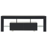 vidaXL Szafka pod TV ze światłem LED, błyszcząca, czarna, 130x35x45cm