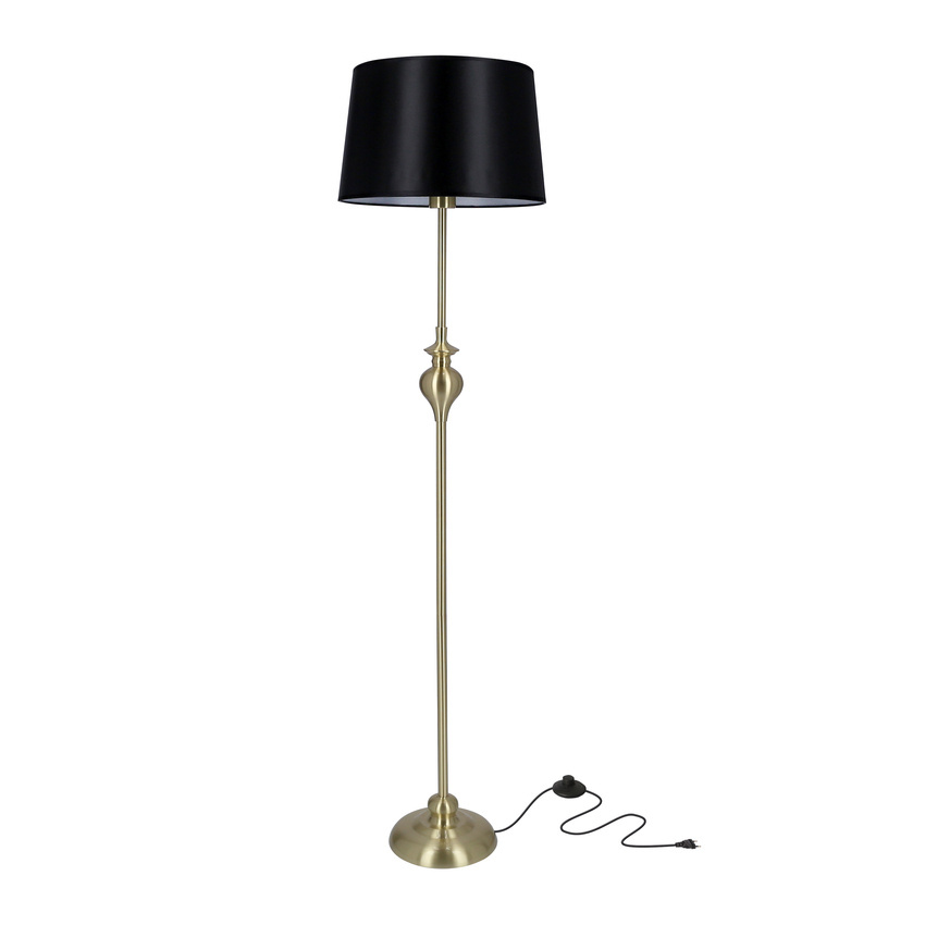 Prima gold lampa podłogowa złoty satynowy E27 czarny 51-09258