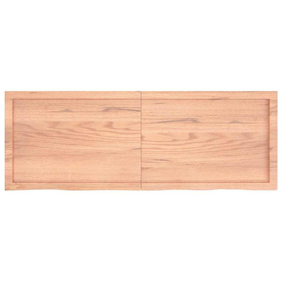 Półka, brązowa, 140x50x(2-4) cm, lakierowane lite drewno dębowe