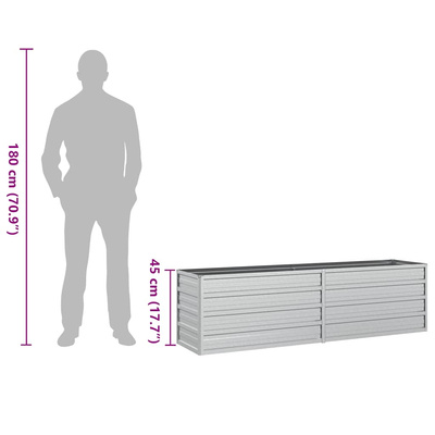 Donica do podwyższonej rabaty, 160x40x45 cm, stal galwanizowana