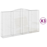 Kosze gabionowe, 3 szt, 400x50x220/240 cm, galwanizowane żelazo