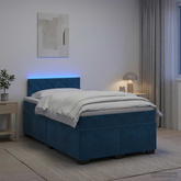 Łóżko Box Spring z materacem i LED niebieski 120 x 200 cm Welur