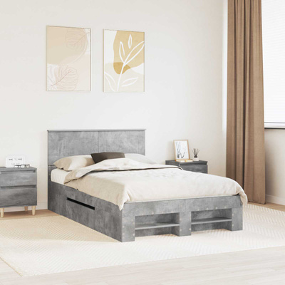 Ramka łóżka Betonowy szary 120 x 200 cm Drewno inżynieryjne