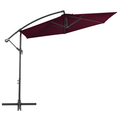 vidaXL Parasol wiszący z aluminiowym słupkiem, bordowy, 300 cm