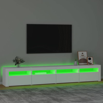vidaXL Szafka pod TV z oświetleniem LED, biała, 240x35x40 cm
