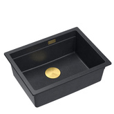 LOGAN 100 GraniteQ zlewozmywak black diamond 59,5x45,1x21,5 cm 1-komorowy wpuszczany z syfonem manualnym złoty